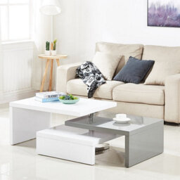 Furniture in Fashion Design Rotating High Gloss Coffee Table In White And Grey - thumbnail 2