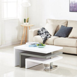 Furniture in Fashion Design Rotating High Gloss Coffee Table In White And Grey - thumbnail 1