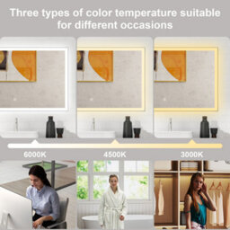Probaty Bathrooms Bathroom Mirror 3-Colour Led 100X60Cm With Anti-Fog And Memory Function,backlit Wall Vanity Mirror,touch Sensor Switch,ip44 - thumbnail 3