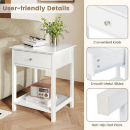 2 Pcs Nightstand 2 Tier Bedside Sofa Table W/storage Shelf - thumbnail 5