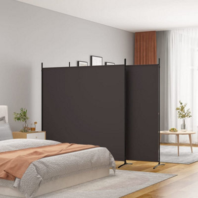 Walplus 3-Panel Room Divider Brown 525X180 Cm Fabric - image 1