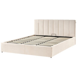 Beliani Ottoman Bed Velvet Dreux 180 X 200 Cm (Eu Super King) Light Beige - thumbnail 5