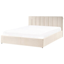 Beliani Ottoman Bed Velvet Dreux 180 X 200 Cm (Eu Super King) Light Beige - thumbnail 6