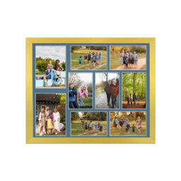AK Frames 20X16 Gold Sleek Multi Photo Frame With Pompadour Mount - Holds 9 Apertures (2X) 7X5, (7X) 6X4 Photos