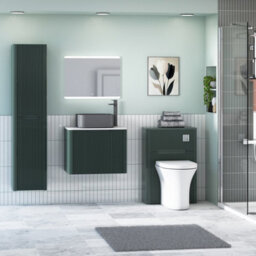 Royal Bathrooms Avenza 600mm Deep Moss Green Wall Hung Bathroom Countertop Vanity Unit 1 Drawer With Art Square Basin - thumbnail 4