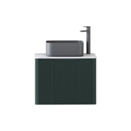 Royal Bathrooms Avenza 600mm Deep Moss Green Wall Hung Bathroom Countertop Vanity Unit 1 Drawer With Art Square Basin - thumbnail 6