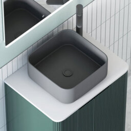 Royal Bathrooms Avenza 600mm Deep Moss Green Wall Hung Bathroom Countertop Vanity Unit 1 Drawer With Art Square Basin - thumbnail 7