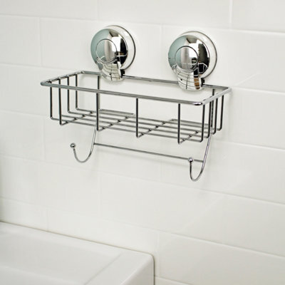 Showerdrape Suctionloc Chrome Steel Suction Wall Mounted Sponge Basket - image 1