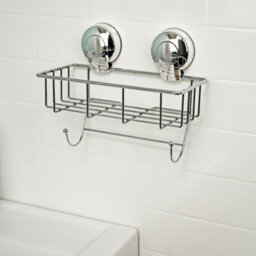 Showerdrape Suctionloc Chrome Steel Suction Wall Mounted Sponge Basket - thumbnail 1