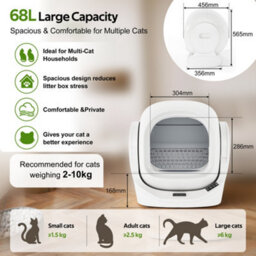 Abrihome 68L Smart Self-Cleaning Cat Litter Box With App Control, 8L Waste Bin, Aroma Box & Infrared Safety Sensor - thumbnail 9