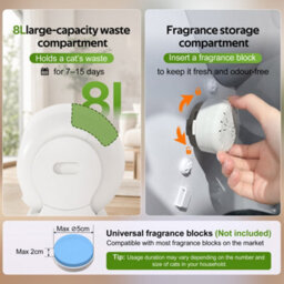 Abrihome 68L Smart Self-Cleaning Cat Litter Box With App Control, 8L Waste Bin, Aroma Box & Infrared Safety Sensor - thumbnail 8