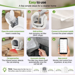 Abrihome 68L Smart Self-Cleaning Cat Litter Box With App Control, 8L Waste Bin, Aroma Box & Infrared Safety Sensor - thumbnail 7