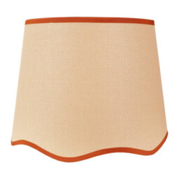 Valuelights Dutton Natural Fabric Rust Trim Scallop Edge Large Lamp Shade And Bulb (D)35Cm - thumbnail 2