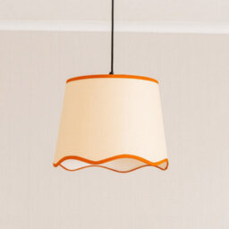 Valuelights Dutton Natural Fabric Rust Trim Scallop Edge Large Lamp Shade And Bulb (D)35Cm - thumbnail 3