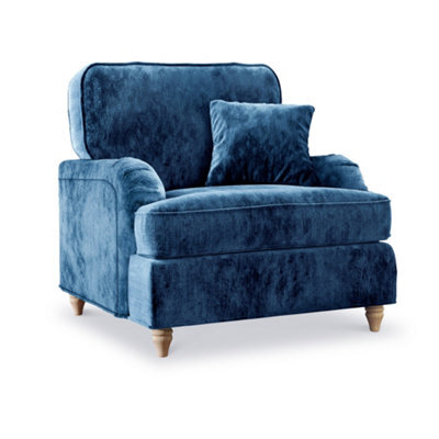 Arthur Navy Blue Armchair For Living Room - Fully Assembled By Roseland Furniture - image 1