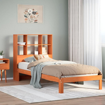 Berkfield Bookcase Bed Without Mattress Wax Brown 75X190 Cm Small Single Solid Wood Pine - image 1