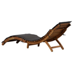 Vidaxl Sun Lounger With Dark Grey Cushions Solid Wood Acacia - thumbnail 3