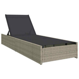 Berkfield Sun Lounger Beige 60X200X27 Cm Poly Rattan - thumbnail 2