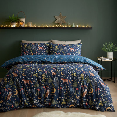 Catherine Lansfield Enchanted Twilight Navy Duvet Cover Set King Bedding Set - image 1