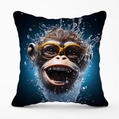 Warren Reed Designer Splashart Cheeky Chimp Face Cushions 60Cm X 60Cm - image 1