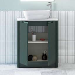 Royal Bathrooms Avenza 800mm Deep Moss Green Floor Standing Bathroom Vanity Unit 2 Door With Elva Basin - thumbnail 5