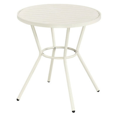 Off-White Round Garden Bistro Table, Metal, Outdoor Dining, Weather Resistant - image 1