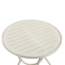 Off-White Round Garden Bistro Table, Metal, Outdoor Dining, Weather Resistant - thumbnail 3