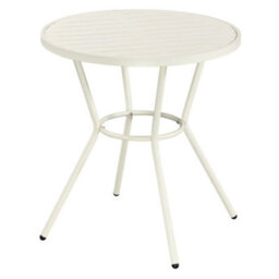 Off-White Round Garden Bistro Table, Metal, Outdoor Dining, Weather Resistant