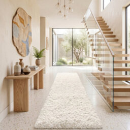 Oxford Homeware Shaggy Rug Anti-Slip Washable Soft Fluffy Living Room And Bedroom Rug (Cream, 80X150Cm) - thumbnail 1