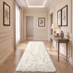 Oxford Homeware Shaggy Rug Anti-Slip Washable Soft Fluffy Living Room And Bedroom Rug (Cream, 80X150Cm) - thumbnail 6
