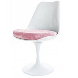 Fusion Living Tulip Set - White Medium Circular Table And Two Chairs With Luxurious Cushion Light Pink - thumbnail 4