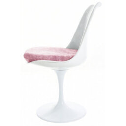 Fusion Living Tulip Set - White Medium Circular Table And Two Chairs With Luxurious Cushion Light Pink - thumbnail 6