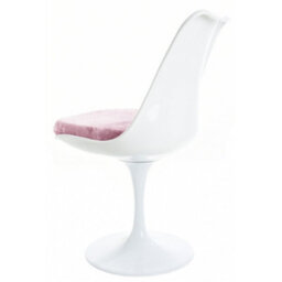 Fusion Living Tulip Set - White Medium Circular Table And Two Chairs With Luxurious Cushion Light Pink - thumbnail 7