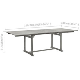 Berkfield Garden Dining Table (160-240)X100X75 Cm Solid Acacia Wood - thumbnail 9