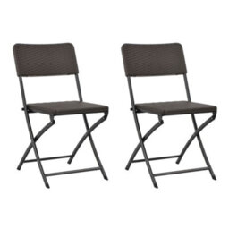 Berkfield Folding Garden Chairs 2 Pcs Hdpe And Steel Brown - thumbnail 1