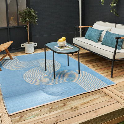 The Rugs Reversible Waterproof Abstract Outdoor Rug Urban 1010 Blue&beige - image 1
