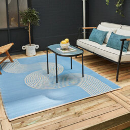 The Rugs Reversible Waterproof Abstract Outdoor Rug Urban 1010 Blue&beige - thumbnail 1