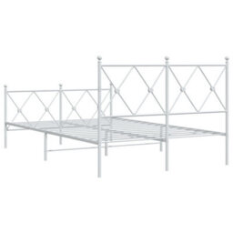 Berkfield Metal Bed Frame Without Mattress With Footboard White 120X190Cm - thumbnail 6