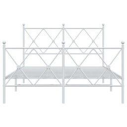 Berkfield Metal Bed Frame Without Mattress With Footboard White 120X190Cm - thumbnail 4