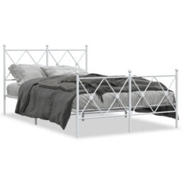 Berkfield Metal Bed Frame Without Mattress With Footboard White 120X190Cm - thumbnail 2