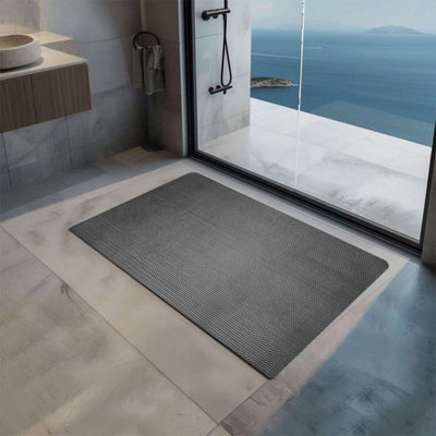 Nicoman Reversible Dual-Colour Grey/brown Pvc Anti Slip Shower Mat Bath Mat - Rectangular 60X40 Cm - image 1