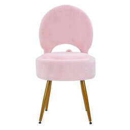 Living And Home Modern Pink Luxury Vanity Chair With Storage And Folding Backrest 43Cm W X 39.5Cm D X 76.5Cm H - thumbnail 3