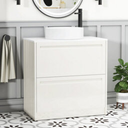 Royal Bathrooms Royal Bathroom Elmore 800mm Classic White Freestanding Vanity Unit 2 Drawer With Plain White Worktop & No Basin - thumbnail 1