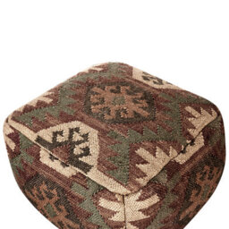 Wyld And Coco Handwoven Multicolour Jute Wool Geometric Pouffe 50 X 50 X 30 Cm - thumbnail 3