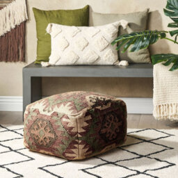 Wyld And Coco Handwoven Multicolour Jute Wool Geometric Pouffe 50 X 50 X 30 Cm - thumbnail 2