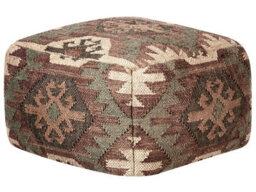Wyld And Coco Handwoven Multicolour Jute Wool Geometric Pouffe 50 X 50 X 30 Cm - thumbnail 1