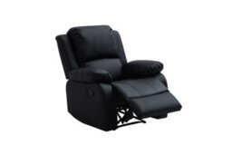 UK Leisure World Recliner Black Sofa Armchair Single Set Suites Settee Black Faux Leather 1 One Single Sofa Seater Armchair