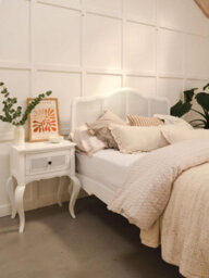 Statement Furniture Louis 4Ft6 White Double Bed Frame With Rattan Cane Headboard - thumbnail 1
