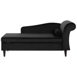 Beliani Right-Hand Chaise Longue Luiro With Storage Velvet Black - thumbnail 1