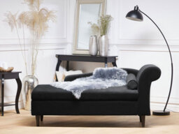 Beliani Right-Hand Chaise Longue Luiro With Storage Velvet Black - thumbnail 2